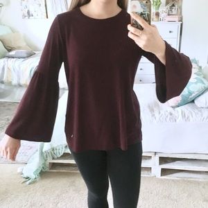 Maroon Bell Sleeve Sweater